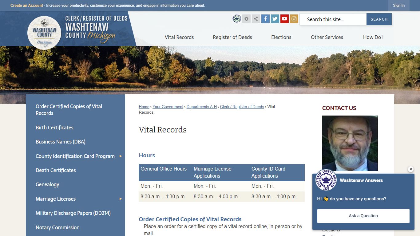 Vital Records | Washtenaw County, MI