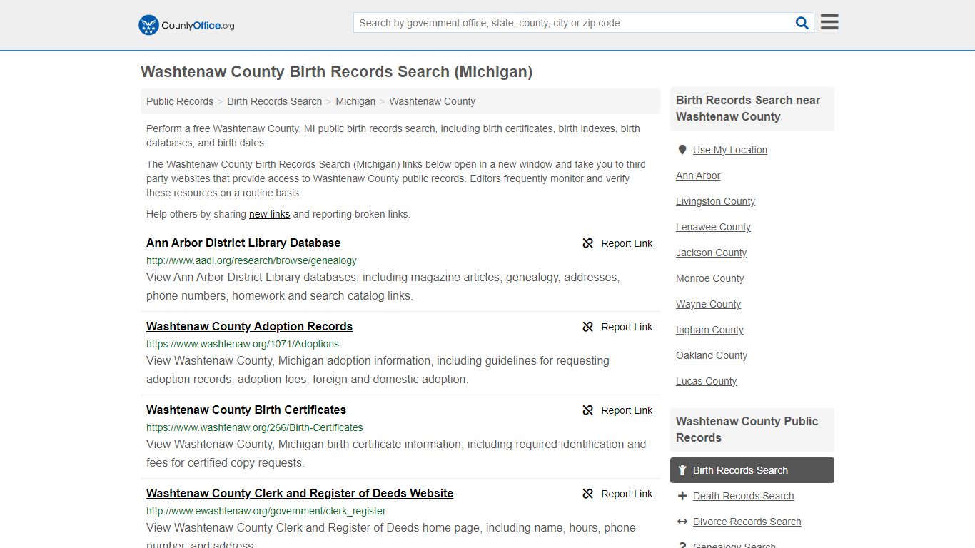 Birth Records Search - Washtenaw County, MI (Birth ...